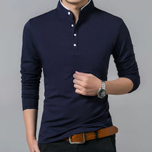 Load image into Gallery viewer, Long Sleeve Shirt with Mandarin Collar featuring a Contrasting Color