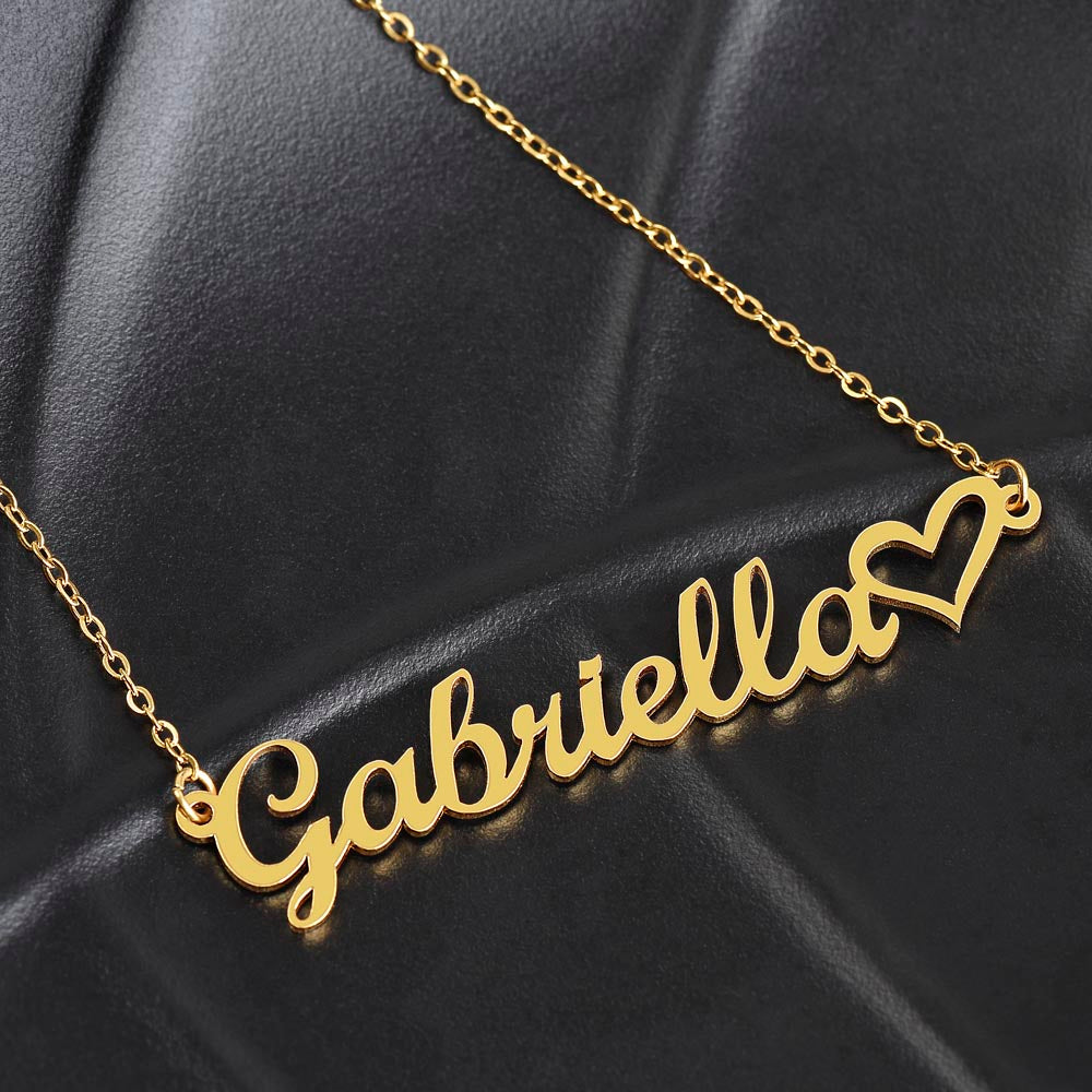 Personalized Name and Heart Pendant Necklace