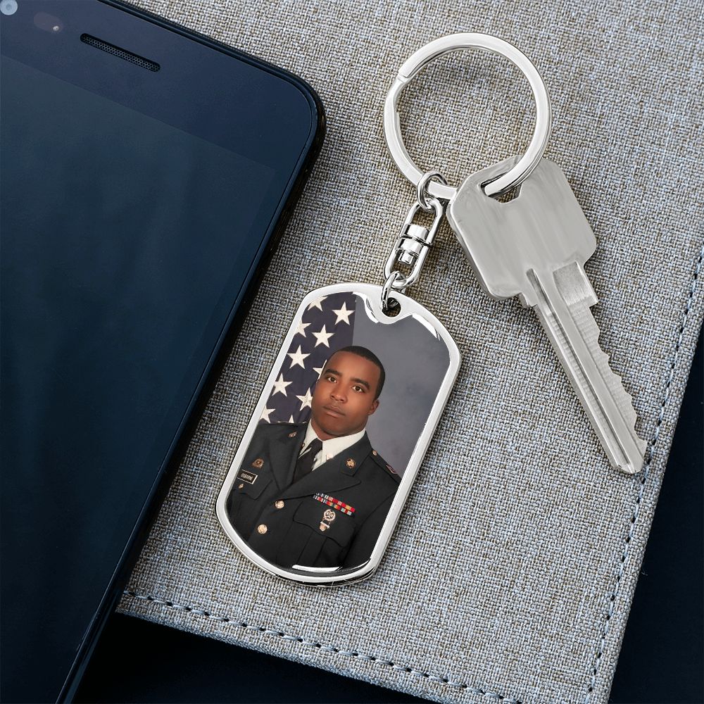 Graphic Military Style Tag Swivel Keychain