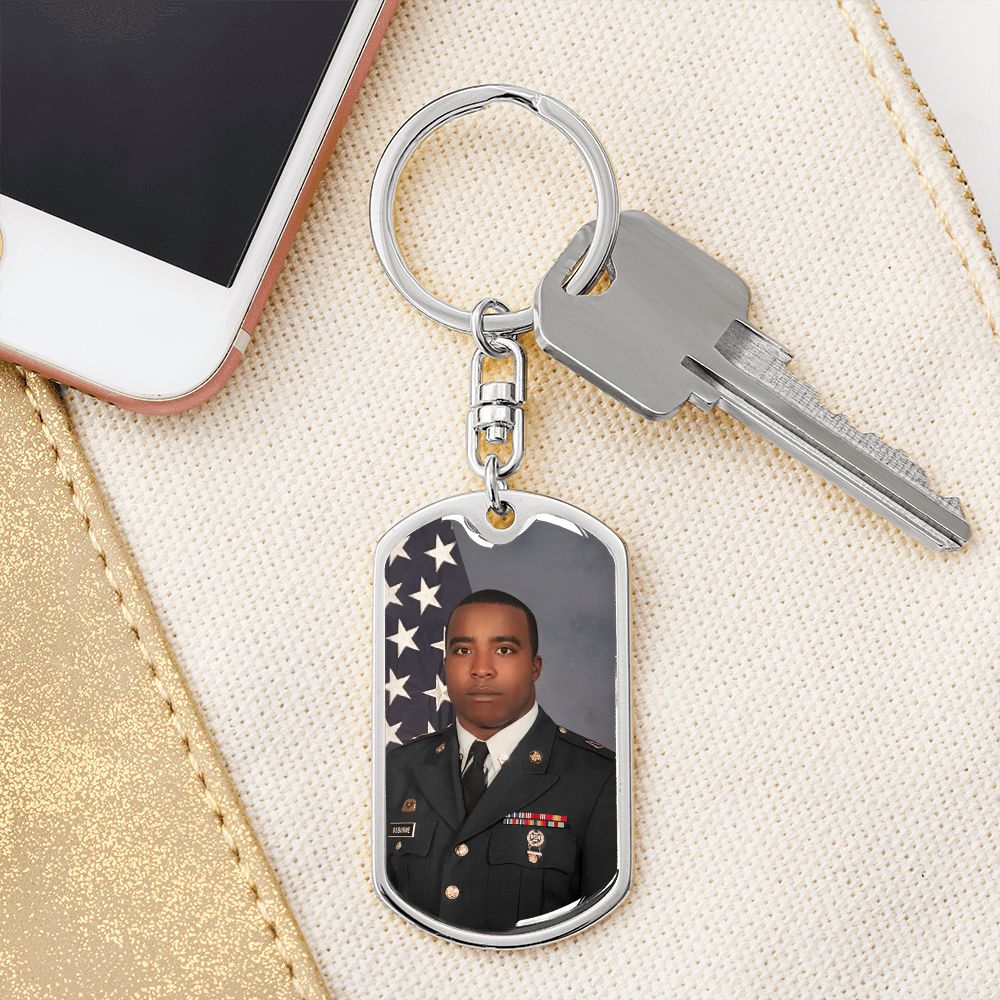 Graphic Military Style Tag Swivel Keychain