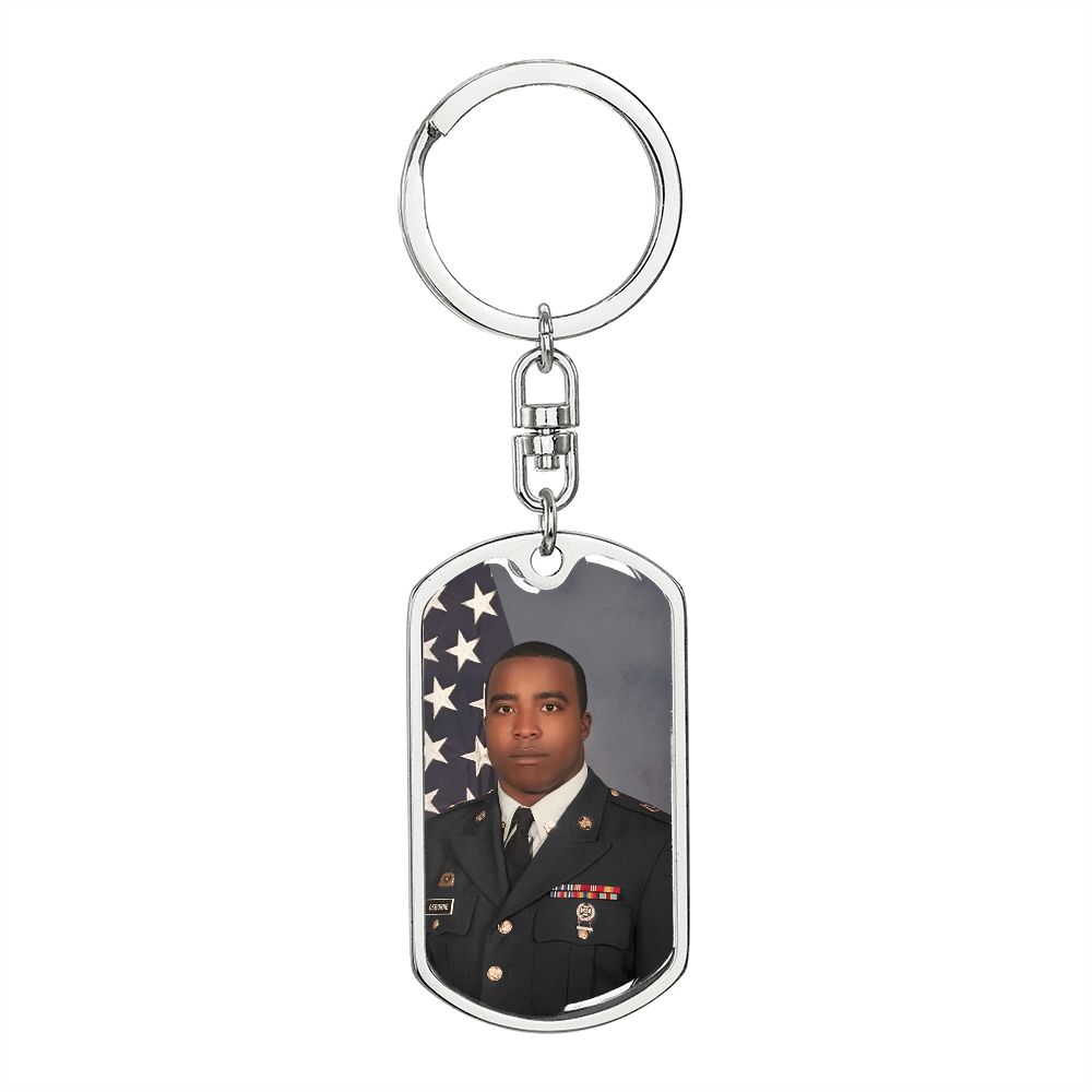 Graphic Military Style Tag Swivel Keychain