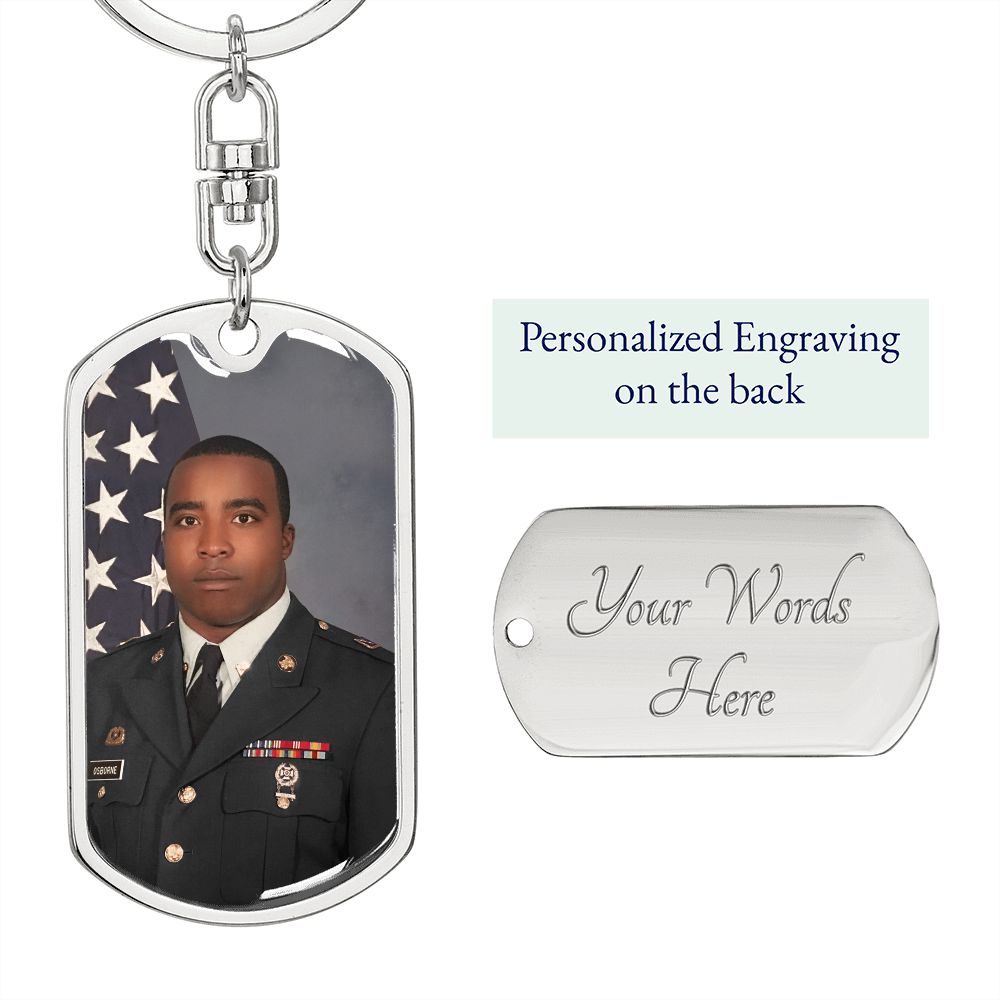 Graphic Military Style Tag Swivel Keychain