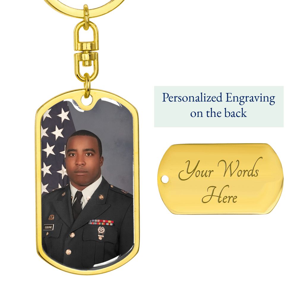 Graphic Military Style Tag Swivel Keychain