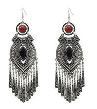 Load image into Gallery viewer, Bohemian Silver Drop Earrings with Stones