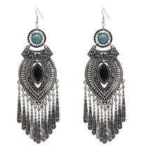 Load image into Gallery viewer, Bohemian Silver Drop Earrings with Stones