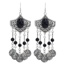 Load image into Gallery viewer, Bohemian Silver Drop Earrings with Stones