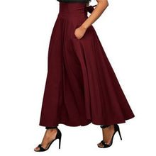 Load image into Gallery viewer, Women's Solid Sash Tie Long Skirt