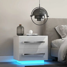 Cargar imagen en el visor de la galería, LED Bedside Table With 2 Storage Drawers with Handles
