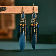 Load image into Gallery viewer, Bead Feather Earrings with Stone Accents
