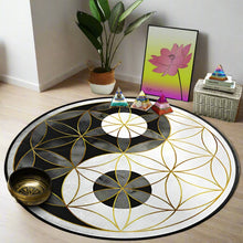 Load image into Gallery viewer, Round Meditation Mat with Flower of Life Design
