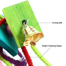 Cargar imagen en el visor de la galería, Bird  Multicolored Wooden Swing With Rope And Bell
