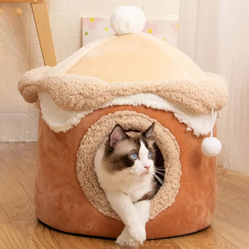 Warm Cupcake Cat Bed with Ball