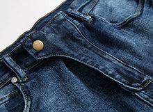 Cargar imagen en el visor de la galería, Men&#39;s Straight Leg Moto Denim Jeans
