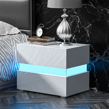 Load image into Gallery viewer, Modern LED Light Bedside Nightstand w/2 Drawers
