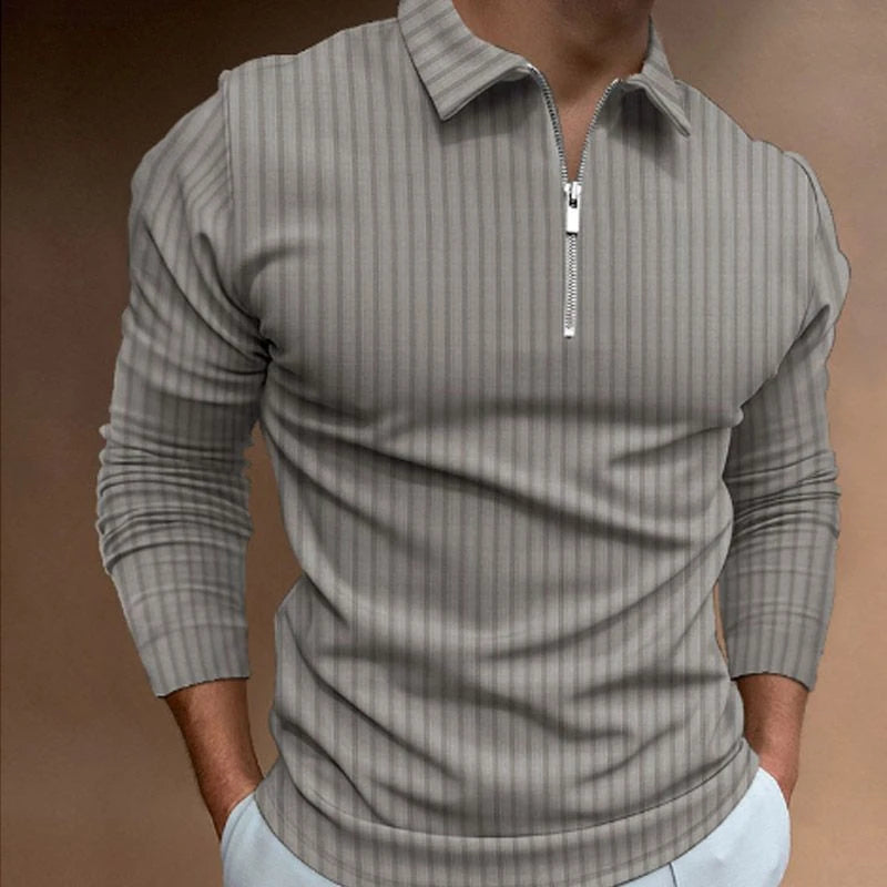 Men's Long Sleeve Shirt With Zipper Neckline