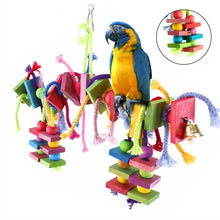 Cargar imagen en el visor de la galería, Bird  Multicolored Wooden Swing With Rope And Bell
