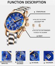 Load image into Gallery viewer, Woman&#39;s  Chrongraph Quartz Watch
