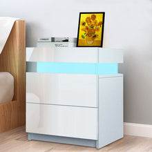 Load image into Gallery viewer, Modern LED Light Bedside Nightstand w/2 Drawers
