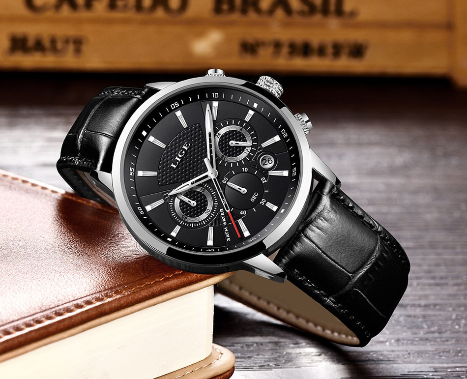 Leather Sports Chronograph  Watch
