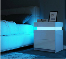 Load image into Gallery viewer, Modern LED Light Bedside Nightstand w/2 Drawers
