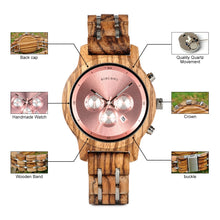 Load image into Gallery viewer, Women&#39;s Wooden Chronograph Quartz Watch
