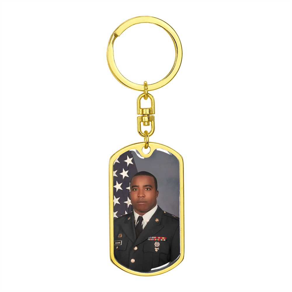 Graphic Military Style Tag Swivel Keychain