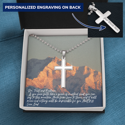 Personalized Cross Necklace for Son from Dad