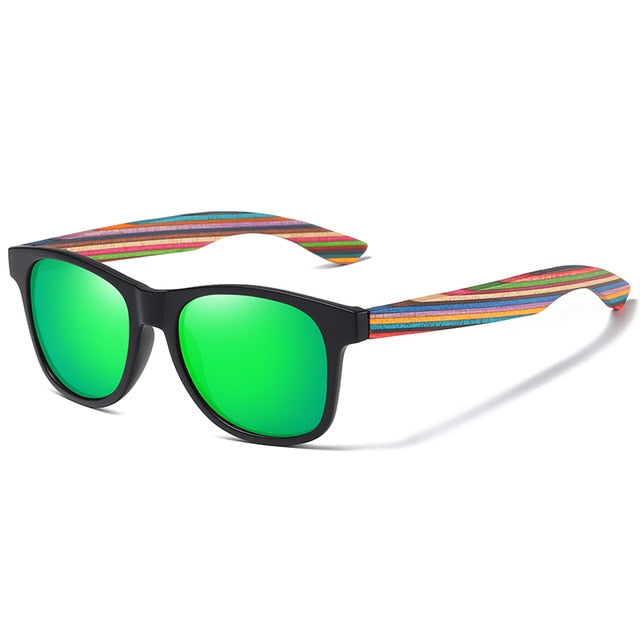 Bamboo Frame Colored Sunglasses