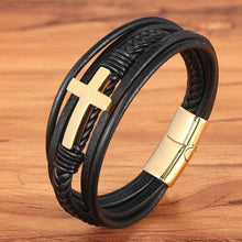 Load image into Gallery viewer, Cross Design Leather Bracelet
