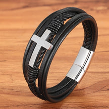 Load image into Gallery viewer, Cross Design Leather Bracelet
