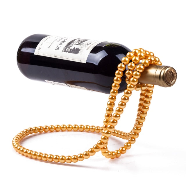 Classic Faux Pearl Necklace Wine Rack